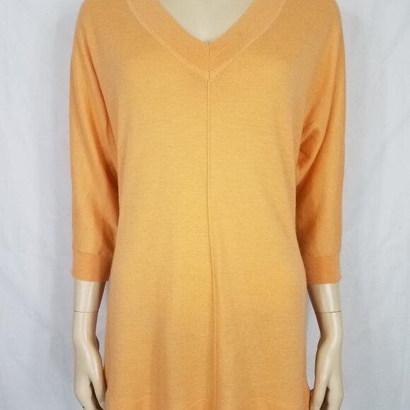Nordstrom light orange 100% Cashmere lightweight pullover sweater ladies Small - Picture 1 of 6